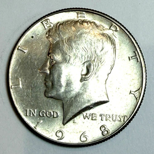 1968-D Kennedy Half Dollar 40% Silver US 50c Good Luster Actual Coin shown