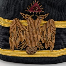 Vintage Masonic Cap 32nd Degree Scottish Rite Hat Double Eagle 7" Free shipping