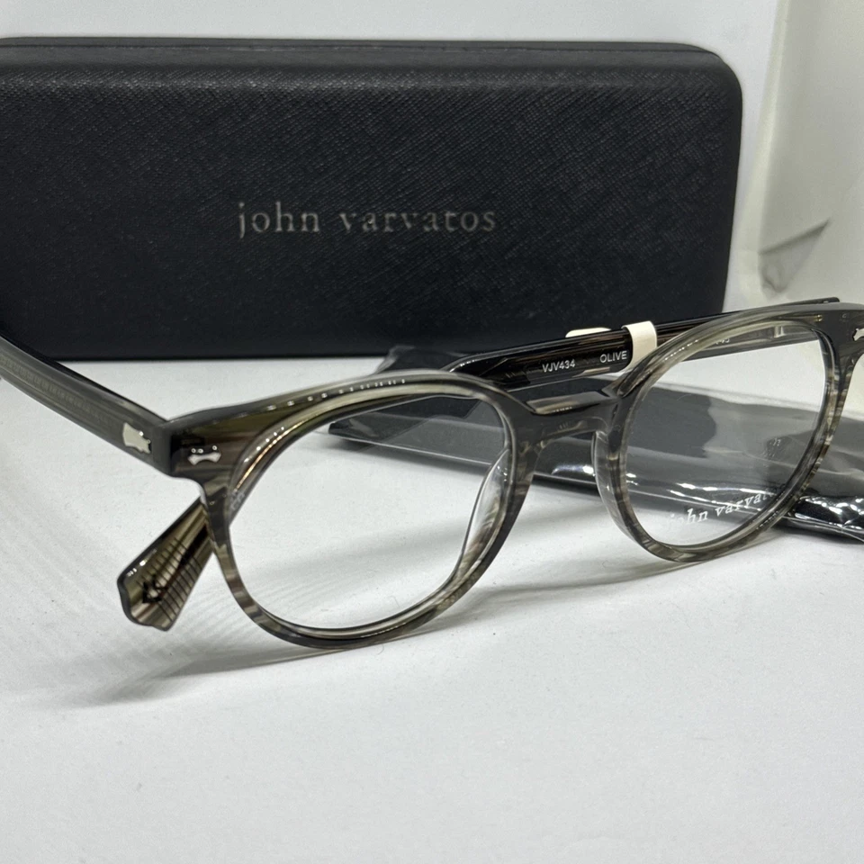 Óculos John Varvatos V434 48mm armação oliva com lente demo 48-20-145 novo - Imagem 3 de 4