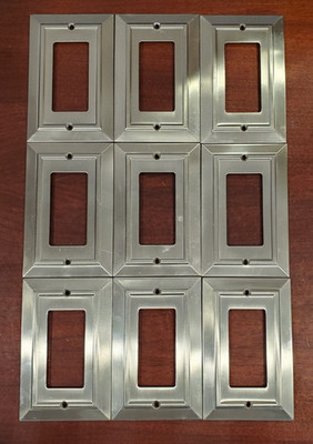 Lot of 9 DECORA Wall Plates Brushed SATIN NICKEL LHMC 2015