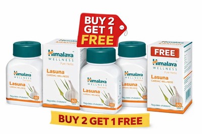 Himalaya Lasuna (60 Tablets Each ) | Buy 2 Get 1 Free | Herbal Heart Support |