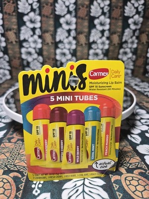 Carmex Daily Care Lip Balm SPF 15 Strawberry Cherry Berry Mint Mango Mini 5 Pack