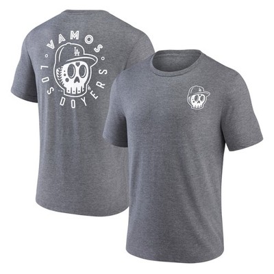 Men's Heather Gray Los Angeles Dodgers Hometown Collection Sugar Skull Tri-Blend
