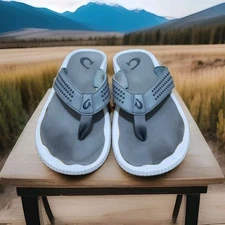 OluKai Men's Ulele 10435-4Q4Q Stone Water Ready Beach Sandals Sz 8