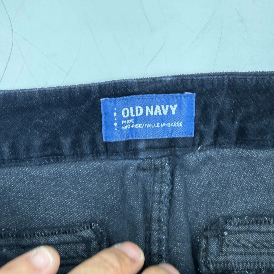 Pantalones Pixie Old Navy para mujer talla 10 negros mezcla de algodón elásticos ajustados al tobillo Foto 4 de 4