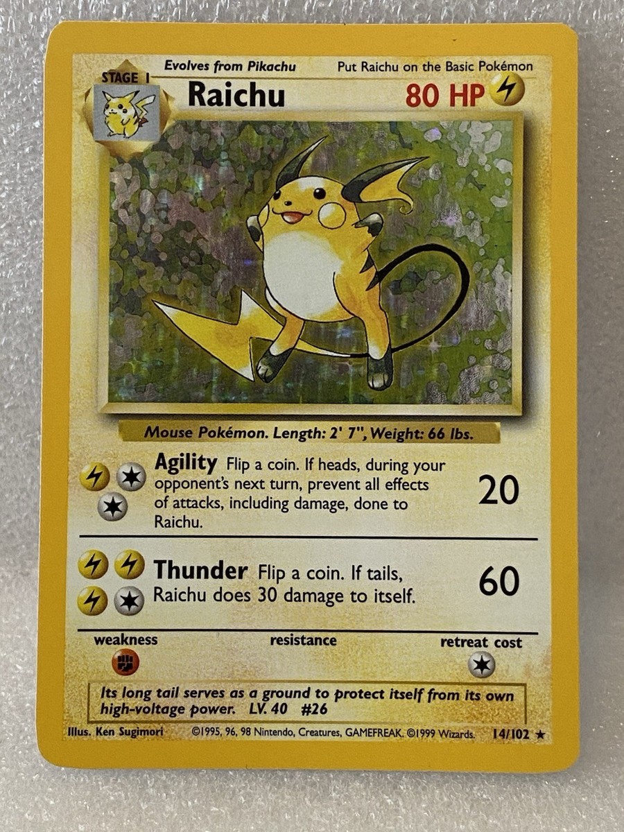 Pokemon TCG Raichu 14/102 Base Set Holo Rare Near Mint | eBay