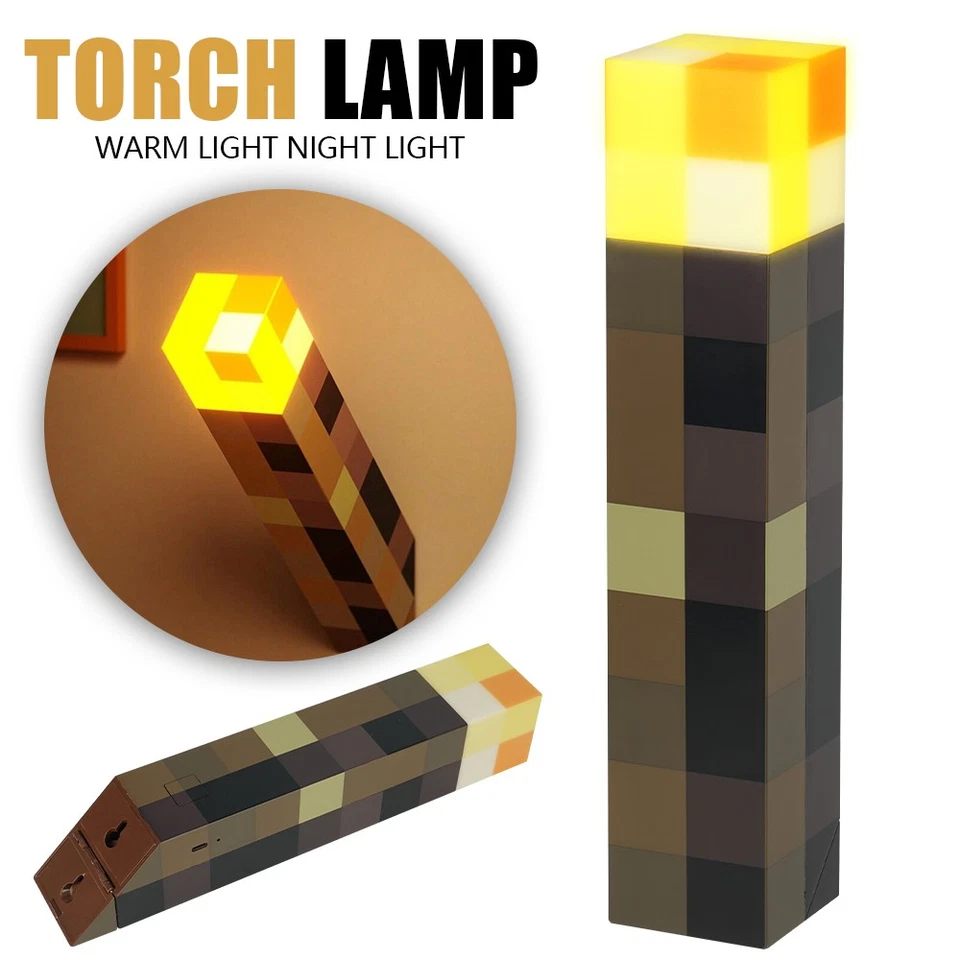 Minecraft Fackel Lampe Torch LED 1200mAh Akku Fackel Leuchtende Wiederaufladbare - Bild 4 von 4