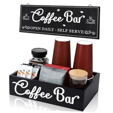 Coffee Bar Organizer for Countertop Coffee Station Organizer Wood Coffee Bar 