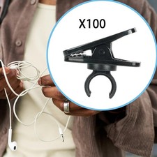 100Pcs Lapel Microphone Clips Only for Professional Personal Black Rotatable