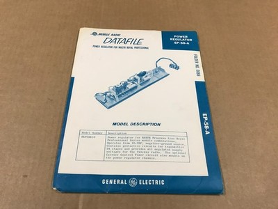Vintage GE Datafile- Power Regulator For MASTR Royal - EP-58-A, Folder #0066