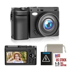 4K Digital Camera for Photography- 64MP Vlogging Camera with 180 Flip Black