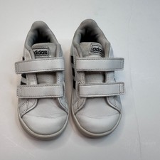 Adidas Grand Court White Black Stripe Sneakers 6c toddler