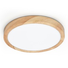 LED Ceiling Light 18W Wood Grain Flat Small Round Nordic Flush Ceiling Light for