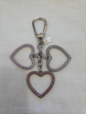 RARE Coach Pave Crystal Multi-heart Charm Spinner Keychain - EUC