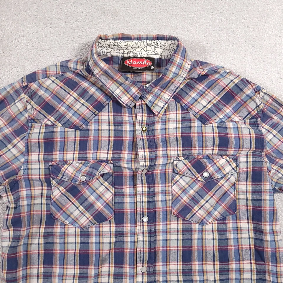 Camisa a Presión Mambo Australia Franela Occidental Manga Larga 100% Algodón Para Hombre Grande Foto 3 de 4