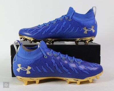 Under Armour Spotlight Lux MC Blue Gold Football Cleats Size