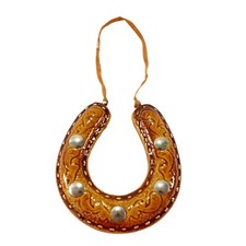 Ceramic Horseshoe Metal Studs Western Motif Christmas Holiday Hanging Ornament