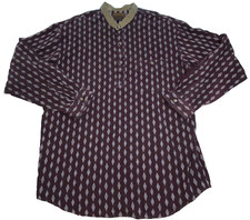 Vintage Roper Rustic Shirt Men's XL Western Collarless Grandad Aztec USA Made