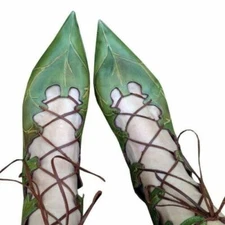 Women's Lace Up Pixie Fairy Boots Costume Cosplay Forest Leaves Party Shoes New