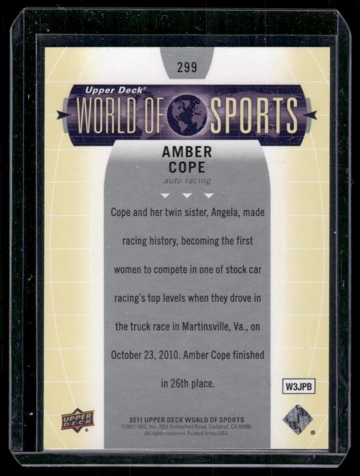 Signed 2011 Upper Deck World of Sports #299 Amber Cope - Image 2 of 2