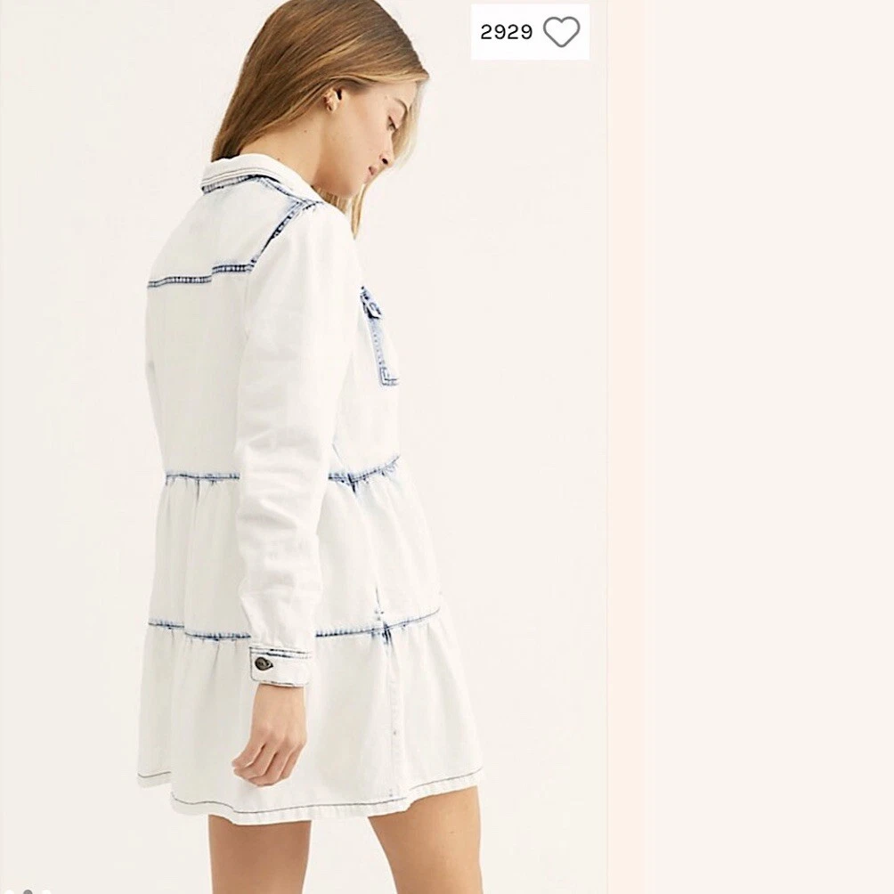 Nicole long sleeve button front denim mini shirt dress cheap