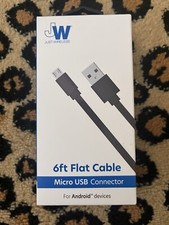 Just Wireless 6ft Flat TPU Micro USB to USB-A Cable - Black - New