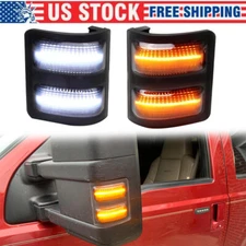 Fits 2008-16 Ford Super duty Amber Side Mirror LED Running Signal Lights Smoked