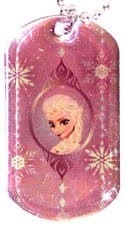 Disney Frozen Elsa Dog Tag Necklace Snowflake Foil Collectible 3 Snow Queen New