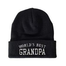 World's Best Grandpa Embroidered Beanie Dad Winter Hat grandpa beanie hat gift