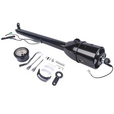 32 Black Stainless Steel Auto No Key Steering Column With 9 Hole Wheel Adapter
