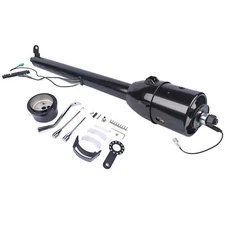 32" Black Stainless Steel Auto No key Steering Column with 9 Hole Wheel Adapter