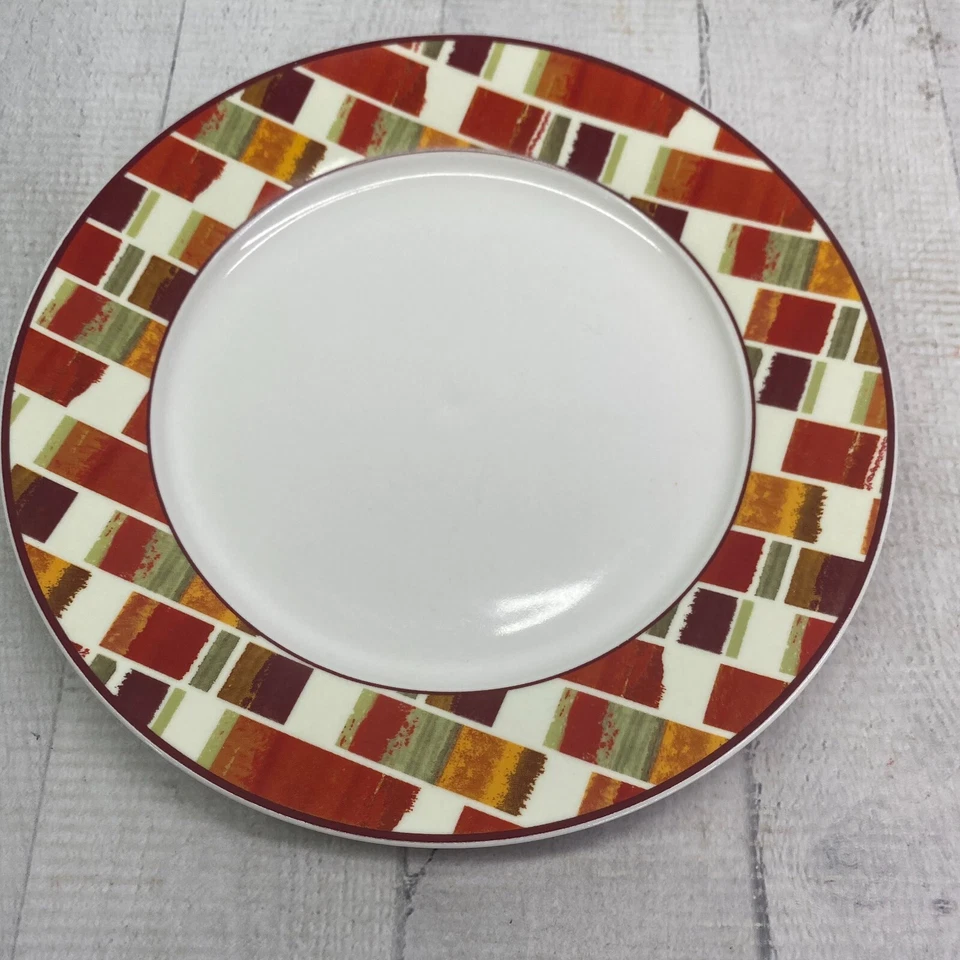 Juego de 4 platos de ensalada de gres bloques banda roja Lagassee Gorham Emeril JULIA STREET Lagassee Foto 2 de 4
