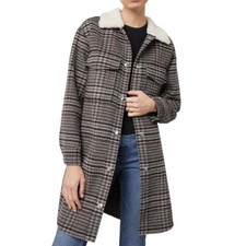 Rails Jaro Onyx Taupe Pink Plaid Winter Coat Nwt Grey Cream Wool Shearling Sz 2x