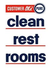 Pure Oil Company Clean Rest Rooms NEW METAL SIGN: 9x12" & Free Shipping