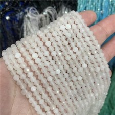 2/3/4mm Shining Genuine Natural Micro Faceted White Jade Stone Round Loose Beads