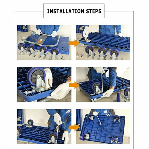 Platform Folding 4 Wheels Trolley Hand Truck Foldable Cart Strong Plastic 300kg - Picture 10 of 10