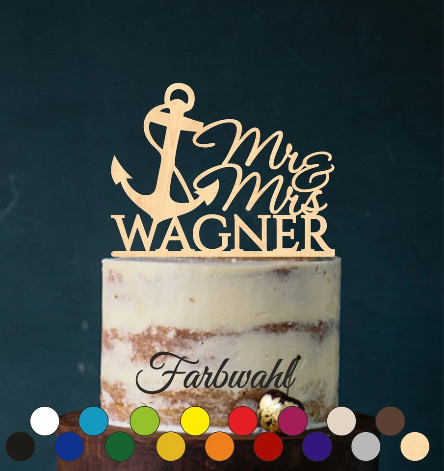 MANSCHIN LASERDESIGN Bouchon à gâteau bois mariage personnalisé cake topper figurine prénom au choix