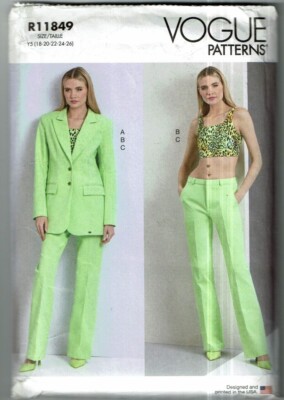 Vogue #R11849 Jacket- Knit Top- Pants w/variation Pattern Size: 8-16 or 18-26 UC