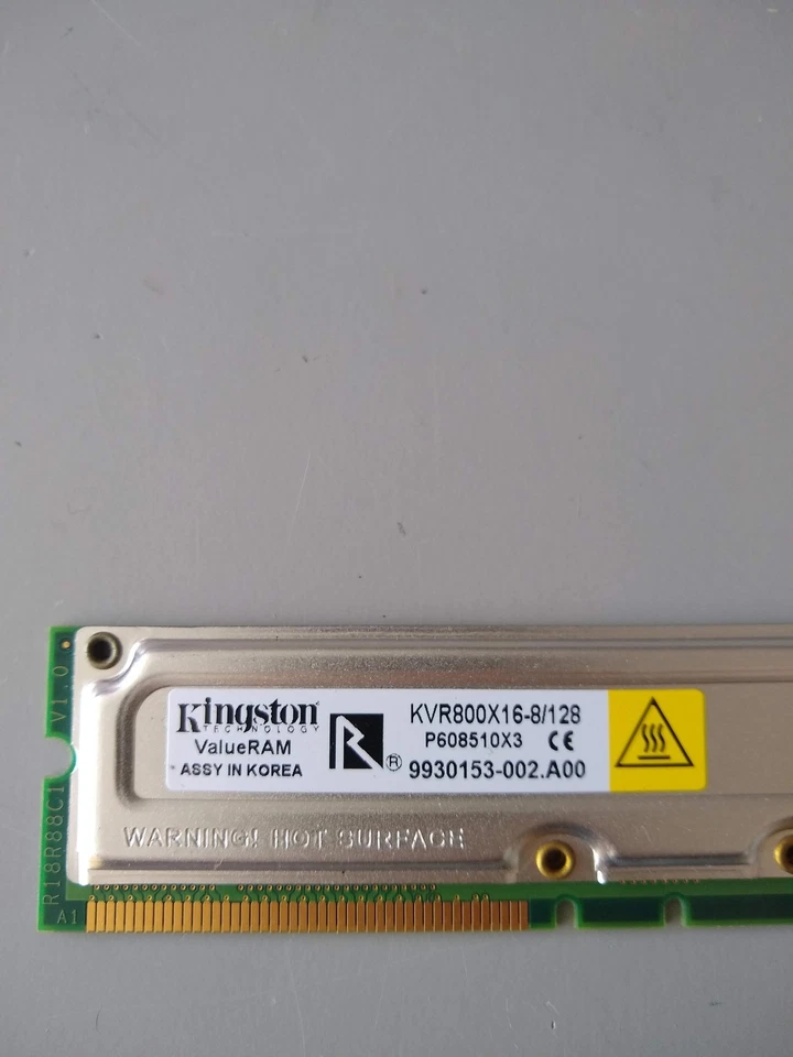 Kingston ValueRAM KVR800X16-8/128 128MB Non-ECC RDRAM PC800 800 Mhz RIMM Memory - Image 2 of 2