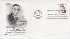 TurtlesTradingPost- Dr Ralph J. Bunche - 1982 #1860 - Artcraft Cachet FDC