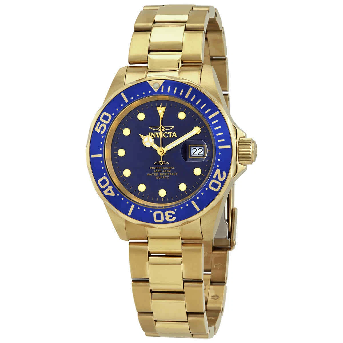 Invicta Pro Diver Blue Dial Gold tone Stainless Steel Men s Watch 17058