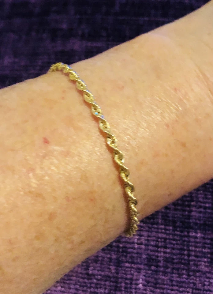 Brazalete de oro amarillo de 9 quilates 19 cm cuerda eslabón 375 sello 1,5 gramos nuevo en caja Foto 2 de 4