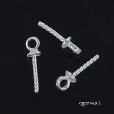 10 Sterling Silver Eye Pin Pearl Cup Pendant Charm Connector Bail #97328