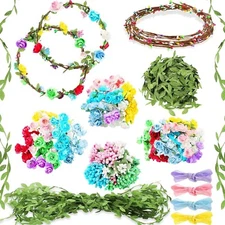Syhood Flower Crowns Making Kit, 168 Pcs Parts, Make Your Own Flower Crown Wreat