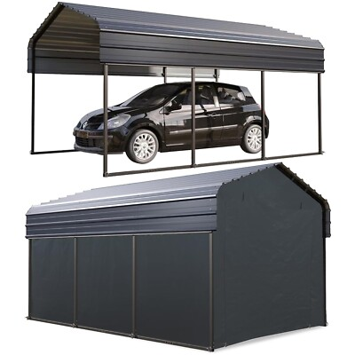 #ad #ad 10x15ft Metal Carport with Sidewall Heavy Duty Outdoor Car Shelter Garage $759.99