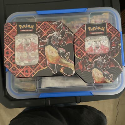 Scarlet & Violet Paldean Fates Tin - Shiny Charizard ex -Sealed Both Tins!