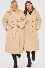 Womens Coat Brown Mac Belted Longline Coat│in The Style