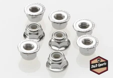 Traxxas 3647 Nuts, 4mm flanged nylon locking (steel, serrated) (8)