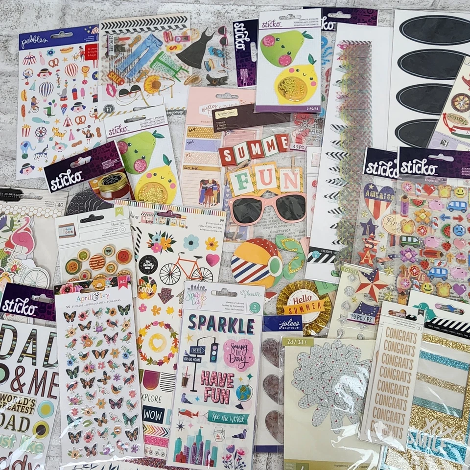 Lote Mixto de 100 Paquetes Álbum de Recortes Pegatinas Troqueladas NUEVO Jolees Sticko K&Co Foto 4 de 4