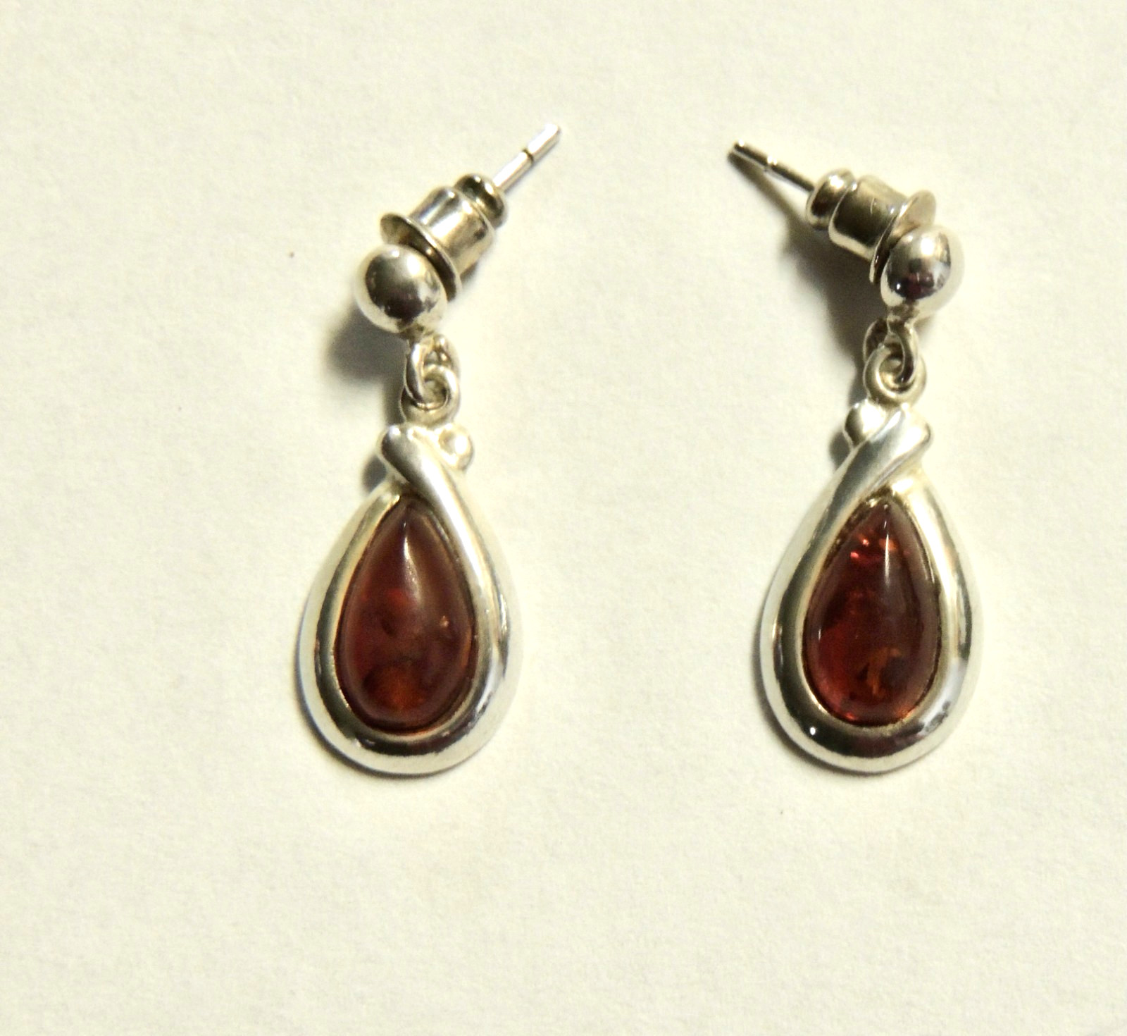 925 Solid Sterling Silver AMBER EARRINGS Dangle D… - image 3